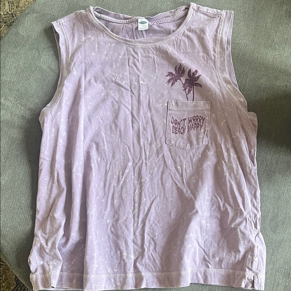 Old Navy Lavender Kids Tank Top with Palm Design